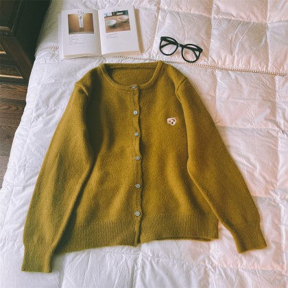 Embroidered Bear Cardigan 