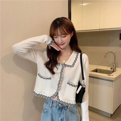Evie Collar Waffle Long Sleeve Top